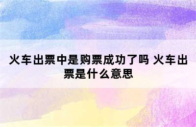 火车出票中是购票成功了吗 火车出票是什么意思